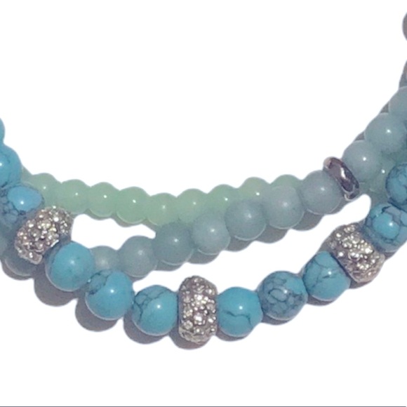 Bundle of 3 Fossil Adjustable Bracelets Turquoise & Leather with Fossil Logo - Picture 9 of 16